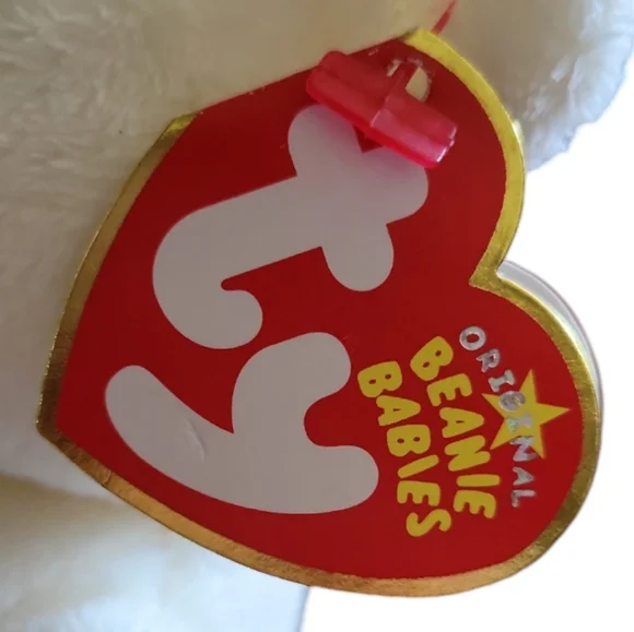 Vtg 05 Ty Beanie Baby DEAR ONE White Bear Floral (Hallmark Gold Crown Excl) 8.5" - Picture 10 of 12